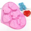 Big6 Even Oso de Amor de Dibujos Animados Molde de Silicona para Pastel Molde de Silicona de Grado Alimenticio para Hornear Pan Galletas