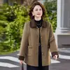 Nova coleção estilosa de outono e inverno para mulheres de meia-idade: casacos de lã elegantes com gola, peças de outer wear folgadas para outono e inverno para mulheres