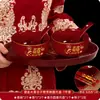 Juego de Cuenco y Palillos de Boda, Dote, Taza de Té, Par Festivo Rojo de Cuencos, Cuencos de Boda, Suministros de Boda