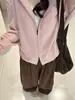 Sudadera con capucha rosa estilo casual americano para mujer, otoño, estilo coreano, de alta gama, holgada, adelgazante, top engrosado