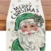 Corredor de Mesa Americano Papai Noel Boneco de Neve de Natal Toalha de Mesa Estampada em Linho Corredor de Mesa Decorativo de Natal Pano para Mesa de Centro Bandeira