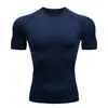 Ropa Ajustada Profesional Manga Corta Ropa de Fitness para Hombres Ropa de Secado Rápido Ropa de Entrenamiento Deportivo Top Alta Elasticidad Correr Baloncesto Ropa de Compresión