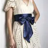 Elegante Cinturón para Mujer Suave Liso Satinado Brillante Elegante Vestido Ancho Francés con Lazos de Tela