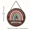 Placa de Nome de Madeira para Professor em Estoque, Crachá de Nome de Professor, Placa de Boas-Vindas, Decoração de Atmosfera Arco-Íris para Sala de Aula