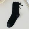 Meias de Ballet para Mulheres, Estilo Coreano, com Laço 3D no Calcanhar, Meias de Comprimento Médio, Meias Finas de Verão Empilhadas de Ponto Duplo