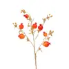 Planta Verde con 7 Frutos de Granada, Hojas Doradas de Otoño, Ramas de Flores Artificiales para Decoración Suave, Decoración del Hogar, Decoración de Bodas, Alta Simulación