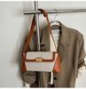 Bolsa Feminina 2025 Nova Bolsa de Axila Têxtil Bolsa de Ombro Cor Contrastante Estilo Ocidental Combina com Tudo Bolsa Transversal Moderna Feminina