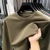 Camiseta Casual de Manga Larga para Hombre de Alta Calidad, Otoño Nuevo, Cuello Redondo, Ligeramente Holgada, Sudadera con Capucha de Moda Holgada para Hombre
