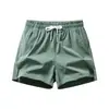 Shorts Casuais Masculinos de Cor Sólida Largos, Shorts Masculinos de Seda Gelada, Shorts de Praia Respiráveis Elásticos, Shorts Masculinos