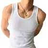 Comércio Exterior Transfronteiriço Verão Fio de Seda Gelado Listras Verticais Costuradas Fitness Esportes Colete Slim Masculino Formato I Camisa Colete Respirável