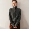 Casaco Cardigan de Tricô Feminino com Gola Alta em Cashmere, Confortável e Quente, Novo Estilo Outono e Inverno, de Botão Único, Estilo de Nicho