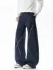 Pantalones de trabajo casuales de algodón lavado estilo americano línea Hasselblad para hombres y mujeres, marca de moda de otoño, pantalones deportivos holgados rectos de pierna ancha para parejas
