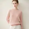 Novo suéter feminino de cashmere para outono e inverno, puro caxemira de cabra, gola redonda, blusa de tricô trançado