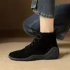Botines para mujer, colección otoño/invierno 2026 de moda, con tacón de cuña, tacón alto, diseño de cordones, piel genuina y una estética de bota tipo Martin de estilo británico