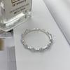Pulseira de pérolas de prata quebradas de dupla camada francesa de luxo leve, dupla camada, empilhada, moda, simples, personalidade, tudo combina, joias de mão de alta qualidade
