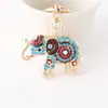 Chaveiro de Elefante com Diamantes Coloridos em Liga de Animal para Mulheres, Pingente de Bolsa de Carro, Argola de Chaveiro, Presentes Criativos Europeus e Americanos Transfronteiriços