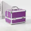Caja de Maquillaje, Caja de Almacenamiento Portátil de Aleación de Aluminio, Gran Capacidad, con Espejo, Caja de Herramientas Portátil Profesional Multicapa para Maquilladores