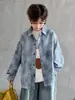 Camisa de Manga Longa de Primavera para Meninos, Camisa Tie-Dye Infantil com Gola Reversível, Jaqueta Fina Casual para Meninos