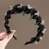 Elegante diadema de cuadros de lunares para mujer, diadema de corona alta para lavarse la cara, diadema para uso diario con dientes, accesorio para el cabello