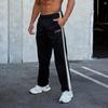 Comercio exterior transfronterizo para pantalones rectos casuales de punto de cincha blanco y negro para hombre, pantalones deportivos de fitness bordados a rayas