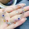 Atacado de Fábrica Popular Pulseira de Safira Colorida Natural Prata S925 Cravejada Pedra Principal 3*4 Joias de Luxo Venda Direta da Fábrica