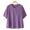 Traje Gastrodia para mujer, camiseta bordada de manga corta, novedad de verano 2025, pantalones de dos piezas para madre de mediana edad.