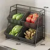 Nuevo Estante de Almacenamiento de Cesta de Verduras para Encimera Escritorio Estante de Verduras Multicapa Pequeño Almacenamiento de Verduras Cocina Cesta de Almacenamiento de Jengibre Cebolla Verduras