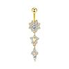 Novo best-seller da Amazon prego de umbigo dourado variedade de cobre cravejado zircônia anel de umbigo de prata piercing de aço inoxidável fivela de umbigo