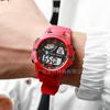 Reloj electrónico luminoso con cronógrafo deportivo multifuncional para jóvenes, tendencia moderna, resistente al agua y de comercio exterior transfronterizo.