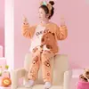 Pijama de Otoño e Invierno para Niñas Adolescentes Dibujos Animados Polar Delgado Niños Medianos y Grandes Estudiantes de Primaria Polar de Coral Invierno