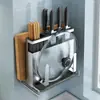 Prateleira de Armazenamento para Utensílios de Cozinha Gaiola para Facas e Hashis Prateleira de Armazenamento Multifuncional Integrada na Bancada Prateleira para Facas Prateleira para Tábua de Corte Prateleira para Tampas de Panelas