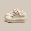 Zapatillas deportivas de invierno 2024 de diseño cálido y doble uso para mujer, con forro polar, informales, de moda, blancas, de algodón.