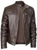 Chaqueta de cuero de alta calidad para hombre con cuello mao, corte ajustado, decoración de bolsillo con cremallera, ropa de motocicleta para hombre, transfronteriza 2026