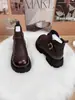Botas Martin de suela gruesa y versátiles para mujer, nueva colección otoño/invierno 2026, forradas de felpa para mayor calidez, antideslizantes, botas de algodón estilo británico, botines de moda para mujer