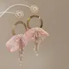 Pendientes de Flor de Tela para Jardín de Monet Super Hada Dulce Temperamento Pendientes Versátiles Moda Alto Sentido de Gama Pendientes Nicho para Mujeres