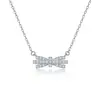 Collar de Plata de Ley S925 con Lazo para Mujer Lujo Accesible Collar de Moda de Gama Alta Collar de Circonita Collar con Colgante de Lazo