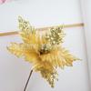Nuevo arreglo floral navideño de flores artificiales, decoraciones navideñas, flores navideñas de doble capa, flores falsas, guirnalda para árbol de Navidad, accesorios de ratán