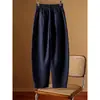 Calça Banana de Algodão e Linho para Mulheres, Calça de Linho e Algodão Solta de Verão Afinando