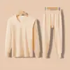 Conjunto de ropa interior térmica de otoño para hombre de la marca Source, algodón puro, fino, cálido, cuello redondo, talla grande, para mediana edad y mayores, venta al por mayor y entrega directa