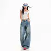 Pantalones de Mezclilla de Pierna Ancha, Plisados, Desgastados, de Moda Estilo Americano 2026, Largos hasta el Suelo, Caída Suelta, Cintura Alta, Nuevo Estilo Cómodo para Chicas Populares, Ajuste Holgado para Primavera y Verano