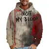 Esta No Es Mi Sangre Gráfico de Halloween Sudadera con Capucha para Hombre Impresa en 3D Sudaderas Populares de Hip Hop para Halloween de Manga Larga