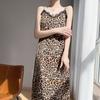 Estilo Europeo y Americano 2026 Verano Nueva Ropa de Mujer Vestido Largo por Encima de la Rodilla Estampado de Leopardo con Adorno de Encaje sin Mangas Vestido de Tirantes