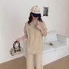 Traje de Suéter con Cremallera y Solapa para Comercio Exterior Transfronterizo Conjunto de Dos Piezas para Mujer Otoño e Invierno Nuevo Holgado Casual de Punto Pantalones de Pierna Ancha