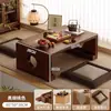 Mesa pequena de janela, mesa kang de madeira maciça, mesa de chá tatami, conjunto de três peças de mesa de centro, escrivaninha baixa para peitoril de janela, mesa kang de chão para quarto