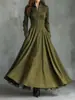 Sitio de Moda Independiente Transfronterizo Europeo y Americano 2025 Estilo Retro Francés Gamuza Sintética Ribete de Encaje Patchwork Camisa Vestido Largo