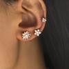 Europeu e Americano Novo Geométrico Pequeno Diamante Simples Clipe de Osso da Orelha U Folhas Flor Pérola Brincos Conjunto de Brincos Personalizado
