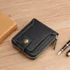 Cartera corta para hombre transfronteriza, cartera multifunción retro de moda europea y americana, cartera con cremallera y hebilla, tarjetero de tres pliegues, venta al por mayor