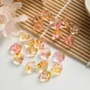 Flor de cuerno pequeño de niebla de loto vidrio degradado DIY pendientes de cuentas hechos a mano accesorios pasador antiguo material para tocado de ropa china
