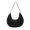 Bolsa de Ombro Único Estilosa Casual Moda 2026 Nova Moda Feminina Cor Sólida Textura Elegante Bolsa de Mão Bolsa Meia-Lua
