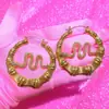 Pendientes de Aro Grandes de Bambú con Letras Exageradas Transfronterizos Moda Europea y Americana Personalidad Retro Exagerado Aro Dorado para Oreja